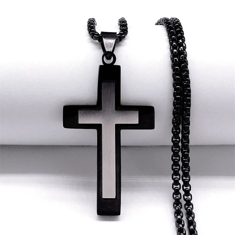 Cross Steel Pendant Minimalist Splice Style