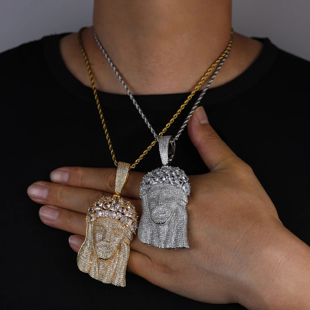 2026 New Hip Hop CZ Stone Paved Bling Iced Out JESUS PIECE Pendants Necklaces Gold Silver Color Charm for Men Rapper Jewelry