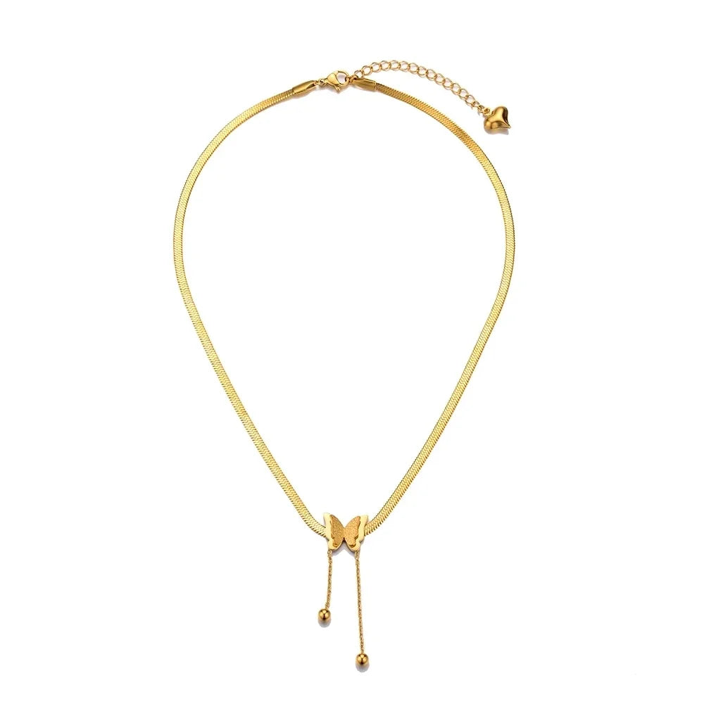 Butterfly Blade Snake Chain Necklace — Gold