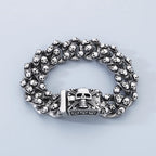 Punk Skull Charm Bracelets For Men Stainless Steel Cuban Chain Men Bangle Bracelet Silver Black Color Skeleton Jewelry
