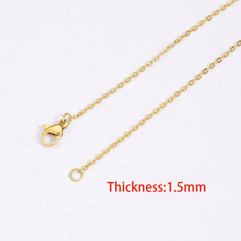 Fnixtar 10Pcs Chain Necklaces 40/45/50/55/60cm Stainless Steel Flat Cable Chain 1/1.5/2mm DIY Jewelry Accessories