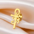 Dawapara Ankh Cross Brooch Ancient Egyptian Eye of Horus Lapel Pins Protection Amulet Stainless Steel Jewelry