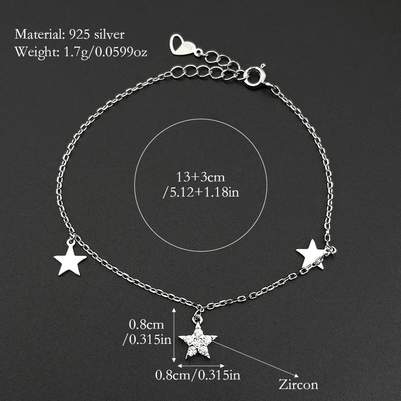 Star Silver Bracelet Sterling Zircon Vintage Mystical