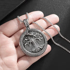 Retro Domineering Ouroboros Wrapped Around The Tree of Life Pendant Necklace Men's Personalized Punk Cool Casual