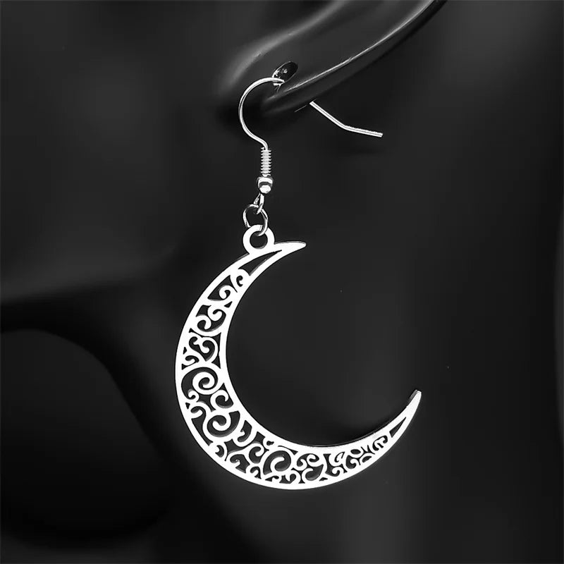 Tree Of Life Gold Earrings Hollow Crescent Moon