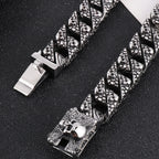 Gothic Skull Link Chains Necklace for Men Punk Stainless Steel Statement Halloween Skeleton Jewelry Accessories Men's