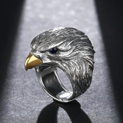 Silver-Tone Eagle Open Ring — Statement Animal