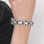 Chunky 23.5CM Chain Man Bracelet for Men On Hand Jewelry Polished Matte Stainless Steel Men's Bracelets Best Gifts for
