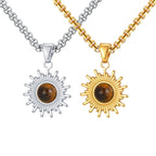 Tiger Eye Stone Pendant Necklace — Stainless Steel