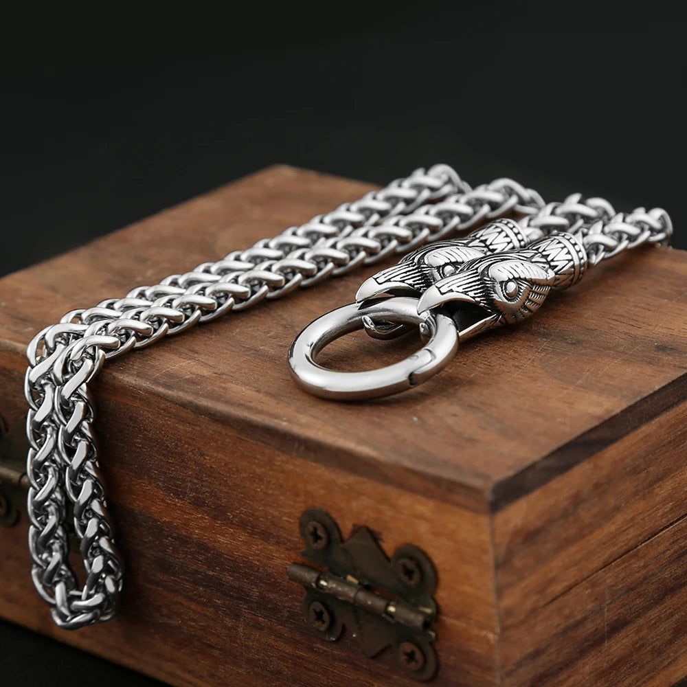 Wolf Head Chain Necklace — Silver