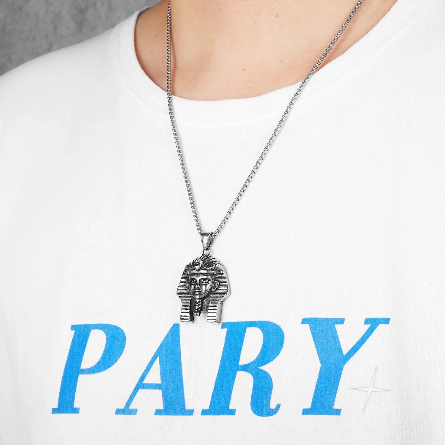 Egyptian Pharaoh Stainless Steel Pendant Necklace