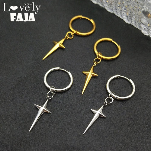 Cross Gold Drop Earrings — Stainless Steel
