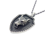 Lion Head Shield Pendant Necklace — Stainless Steel