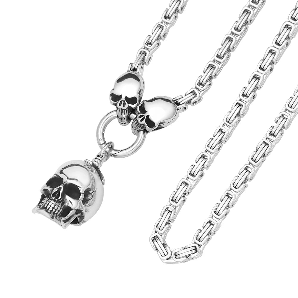 Gothic Skull Steel Pendant Punk Dimensional