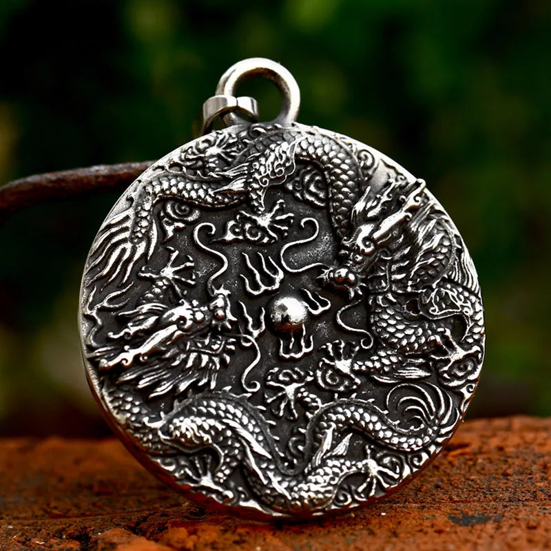 Viking Dragon Stainless Steel Pendant Necklace