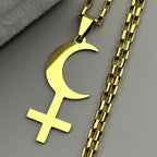 Lilith Moon Cross Pendant — Stainless