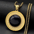Celtic Knot Tiger Eye Pendant Necklace — Gold-Tone