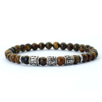 Vintage Mens Bracelet Beaded Om Mani Padme Hum Mantra Braslet Viking Jewelry Accessories Natural Lava Tiger Eyes Stone