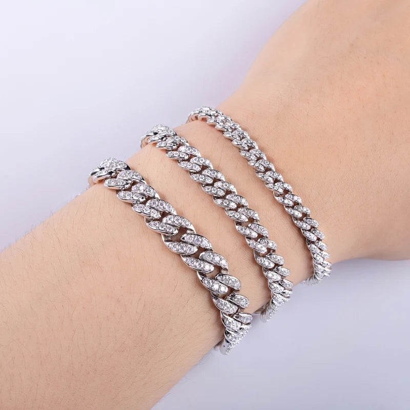 Iced Out Cuban Bracelet — 925 Silver