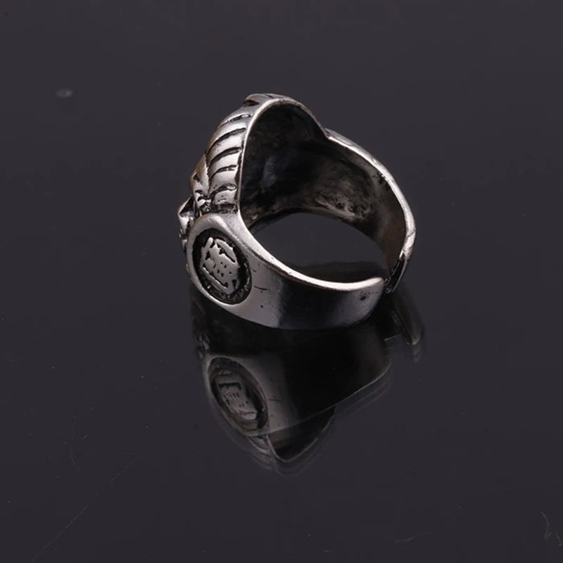 God or Devil Gothic Open Ring — Retro Biker Statement Band