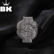 Dollar Sign Iced Out Ring — 316L Stainless Steel
