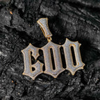 Gold Iced Out Letter Pendant 18K Old English