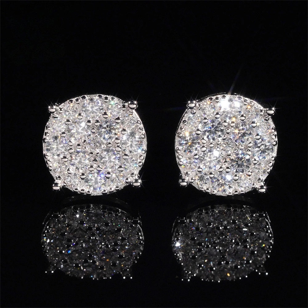 Full Moissanite D Color  Women's Men Hip-hop Earrings 925 Silver Screw Ear Stud High Quality Fine Jewelry for Women  Gift
