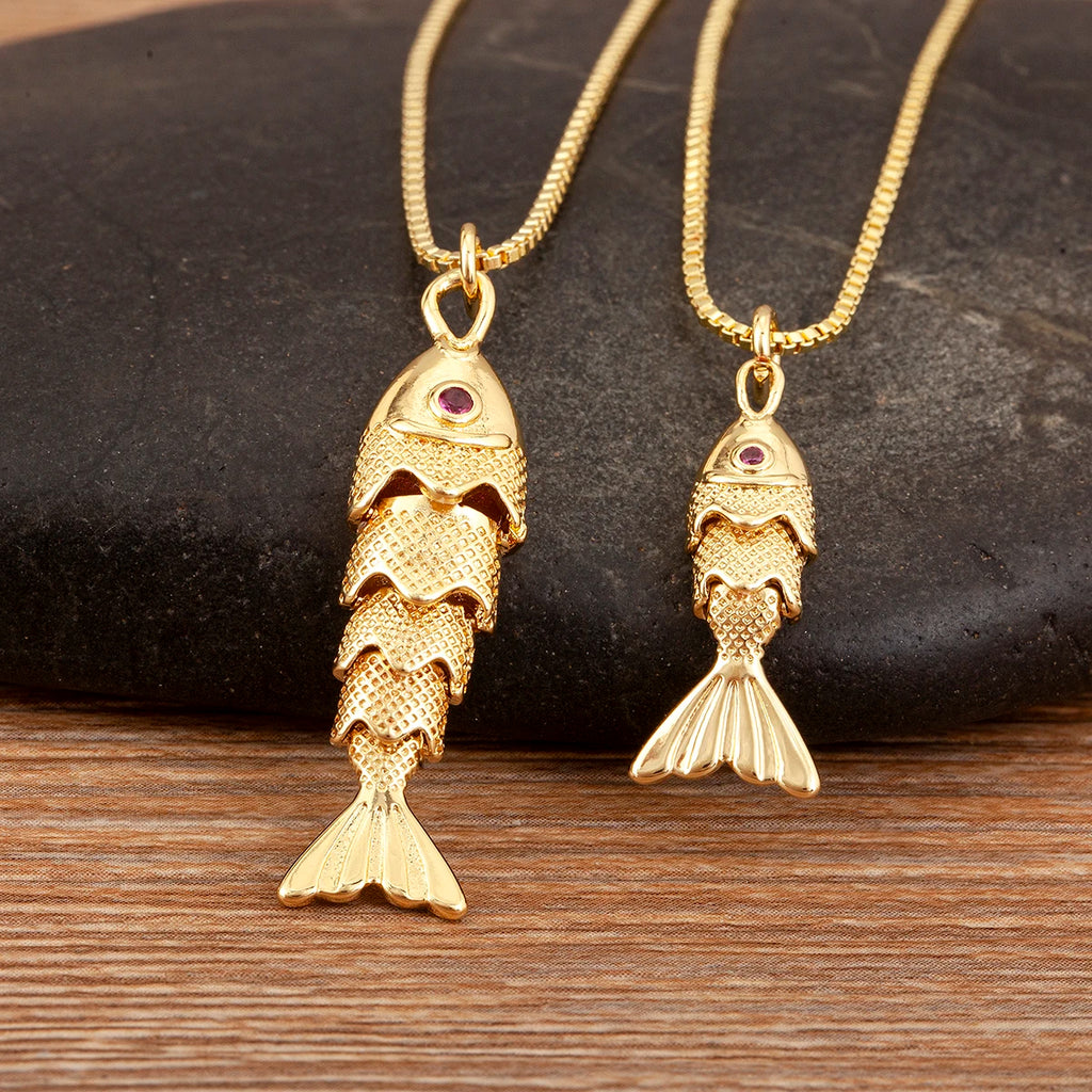 Goldfish Pendant Necklace — Copper