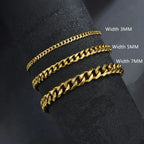 21cm Hot Trendy Cuban Chain Men Bracelet Classic Stainless Steel 3 5 7mm Width Chain Bracelet For Men Women Jewelry