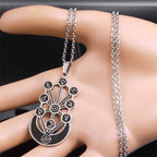 Kabbalah Sephirot Tree of Life Crescent Moon Necklace Cabala Stainless Steel Pendant Necklaces Jewelry Gitfs עץ החיים