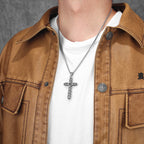 Engraved Cross Stainless Steel Pendant Necklace