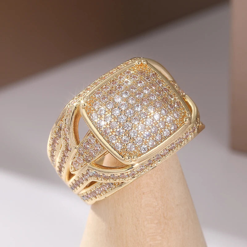 Men's Punk Hip Hop Full Synthetic Cubic Zirconia Ring For Men Women Jewelry