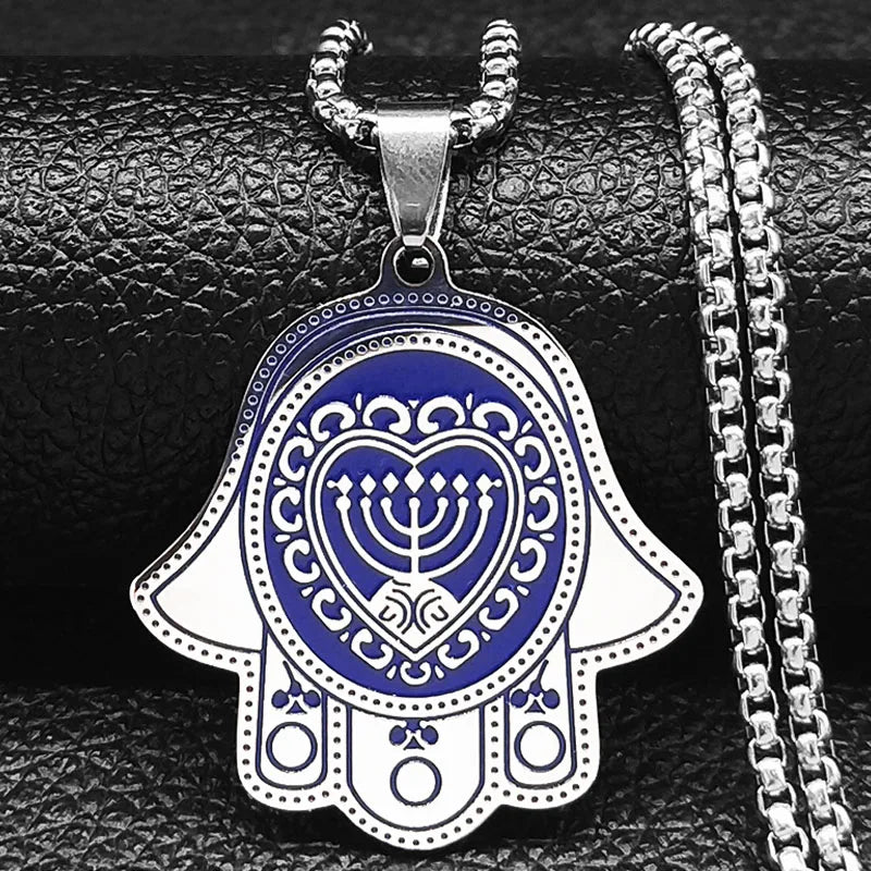 Jerusalem Menorah Pendant — Stainless Steel