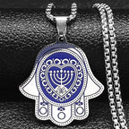 Jerusalem Menorah Pendant — Stainless Steel