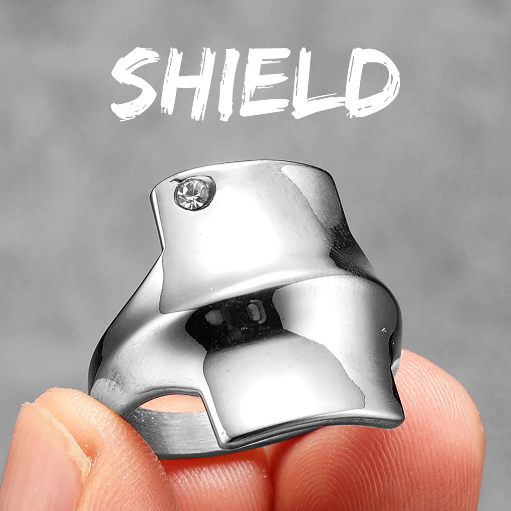 Shield Gemstone Ring — Stainless Steel