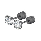 4 Prong CZ Zircon Stud Earrings — Cartilage Screw Back Piercing