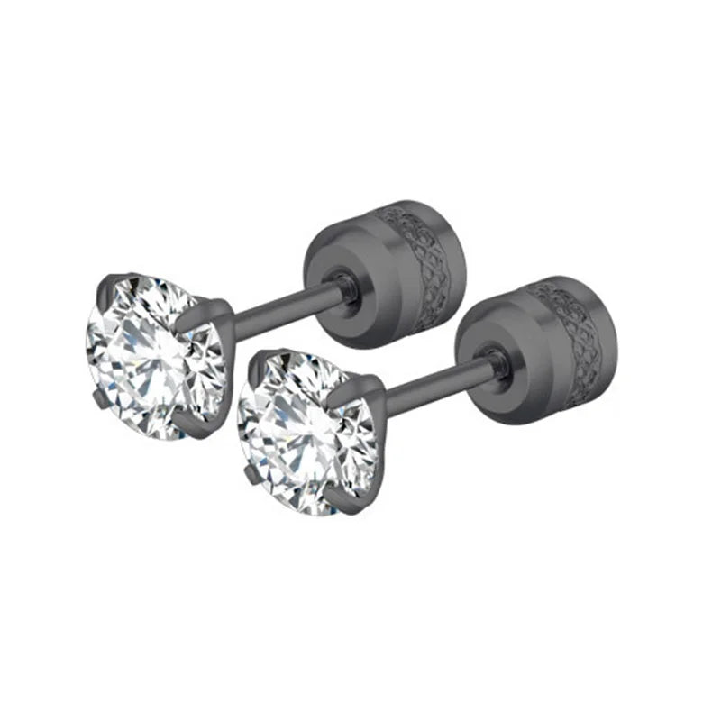 4 Prong CZ Zircon Stud Earrings — Cartilage Screw Back Piercing