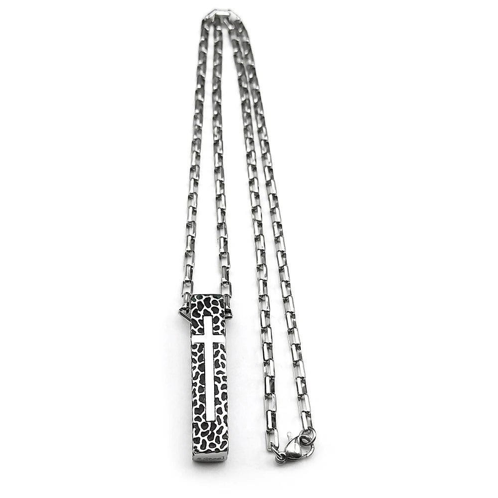 Cross Geometric Silver Pendant Vintage Rectangle