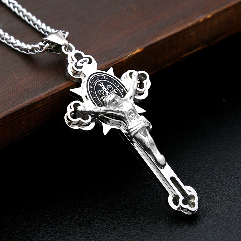 Jesus Cross Stainless Steel Pendant Necklace