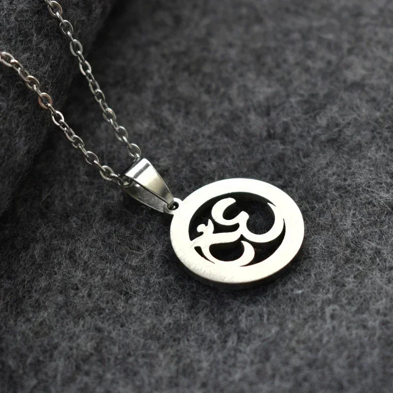 Iced Out OM Pendant Necklace — Stainless Steel