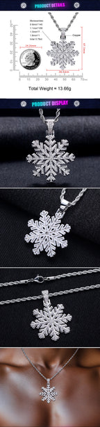 Iced Out Snowflake Pendant — 14K Gold
