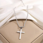 Collier Homme Spiritual Necklace - Male Minimalism Stainless Steel Jesus Cross Collar for Men Collar Hombre Jewelry Crosses