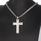 Bible Cross Pendant Necklace Byzantine Chain — Stainless Steel