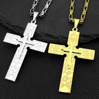 Big Jesus Cross Necklace Byzantine Chain Punk — Stainless Steel