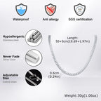 Flat Cuban Chain Necklace for Men Boys,Waterproof Stainless Steel Links Collars,Classic Male Accessories Jewelry Gifts