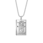 Dawapara The Major Arcana Tarot Cards Vintage Amulet Pendant Necklaces Box Chain Men Jewelry Stainless Steel Golden