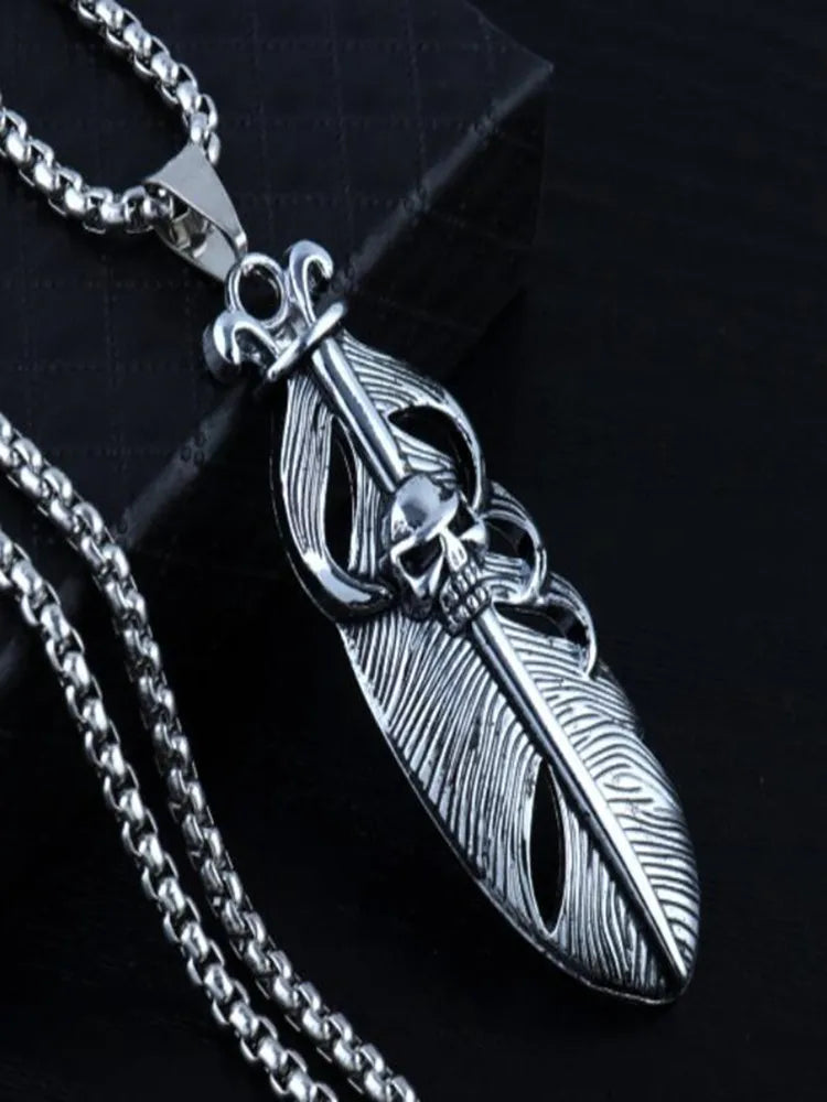 Skull Steel Pendant Japanese Korean Versatile