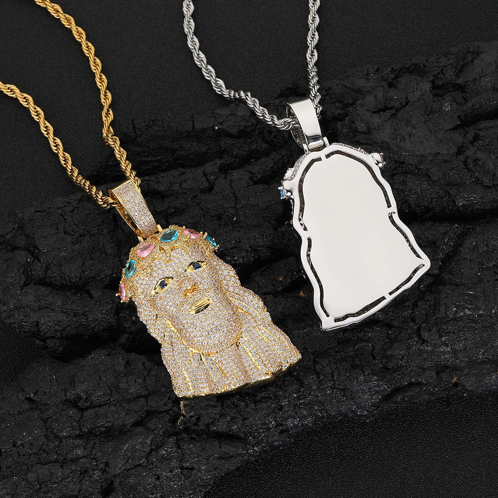Rose Gold Jesus Head Pendant Iced Out
