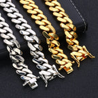 HHIOK 22mm Thick Cuban Link Necklace Iced Out Exquisite Brass High Polished Hip Hop Jewelry For Men and Women