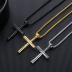Cross Baseball Pendant Necklace Stainless Steel